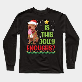 Pitbull Dog Light Merry Chritsmas Day Is This Jolly Enough Long Sleeve T-Shirt